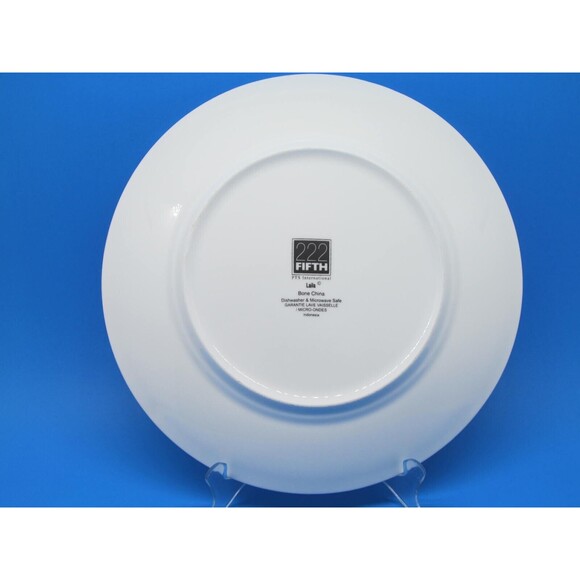 222 Fifth Laila White With Embossed Dots On Rim 11" Dinner Plate  GUC - Picture 5 of 9